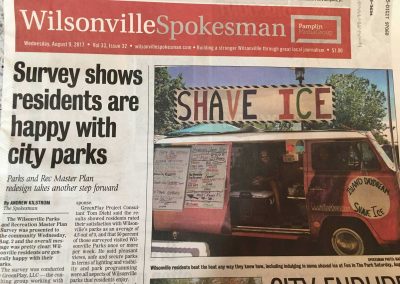newspaper with island daydream shave ice truck photographed